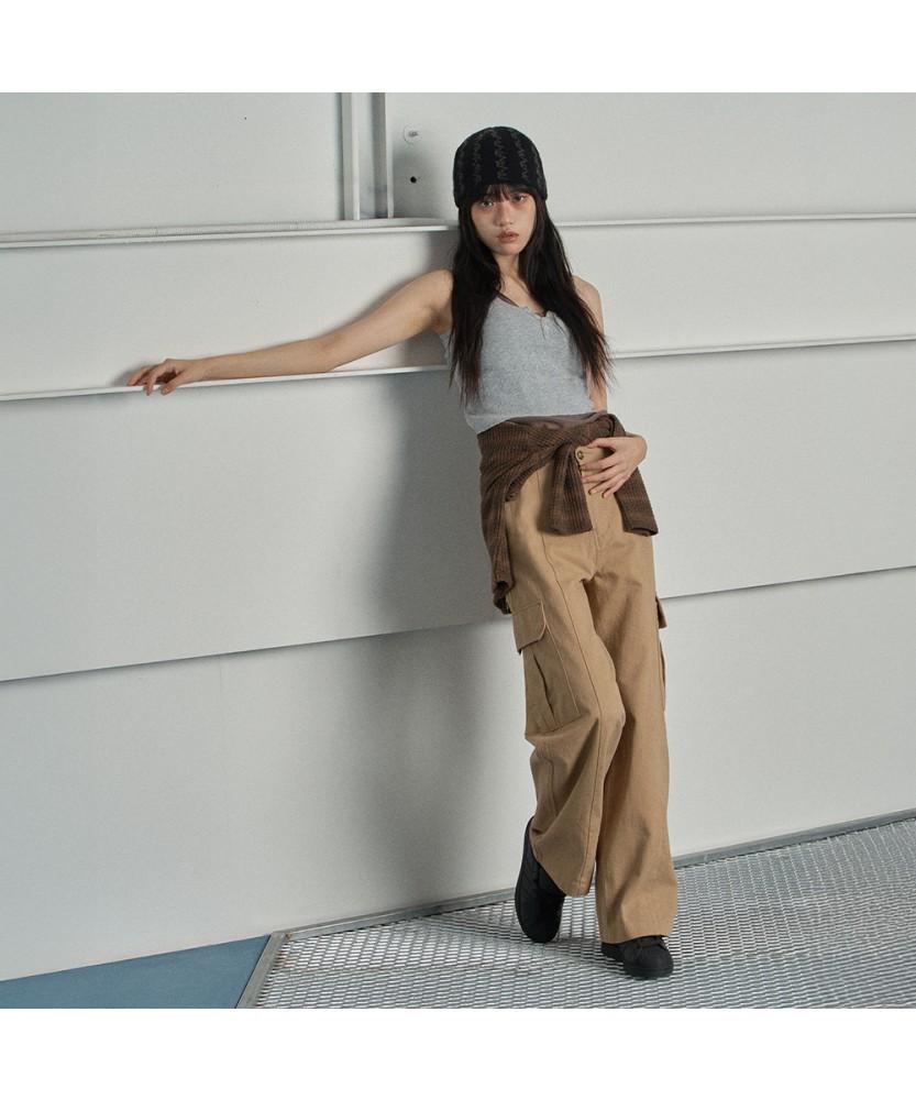 SWAYGLOW Solid Cargo Pants Beige