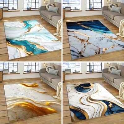Tapete de Mármore Abstrato Luxuoso para Sofá de Sala de Estar Decoração de Casa Tapetes Grandes Antiderrapantes Quarto Cabeceira Mesa de Centro Tapete de Chão