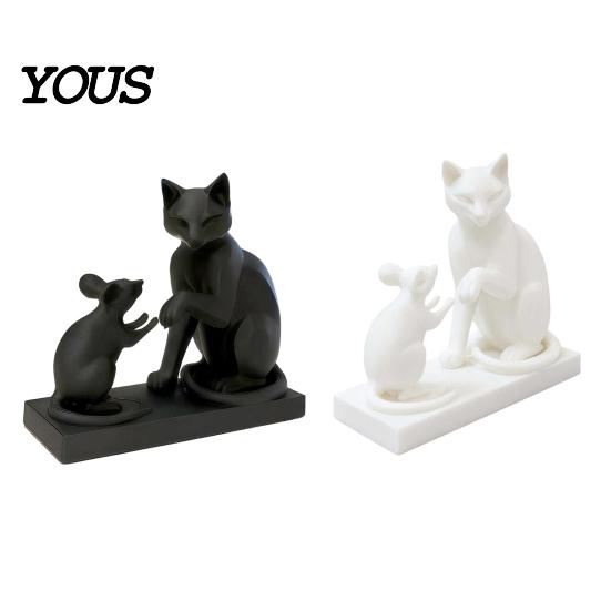 Resistant Decoration 3D Printed Modern Cat & Mouse Sculpture, Minimalist Animal Interaction Desk Decor, Matte Art Room Collectible
