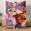 1 peça, Manta de Lançar com Personagens do Filme Zootopia Decoração de Casa, Capa de Sofá, Manta para Exterior, Presente para Amigos, Manta de Flanela Perfeita para Cama