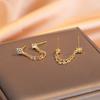 Sterling Silver Earrings Women'S Multi-Earhole Stud Earrings Chain Fringed Earline Design Trendy Earbone Decoration