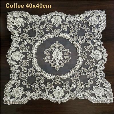 Lusso Europeo Quadrato Pizzo Ricamato Idrosolubile Bordo Tovaglietta Sottobicchiere Balcone Tavolino da Caffè Tappetino Decorazioni Natale Matrimonio