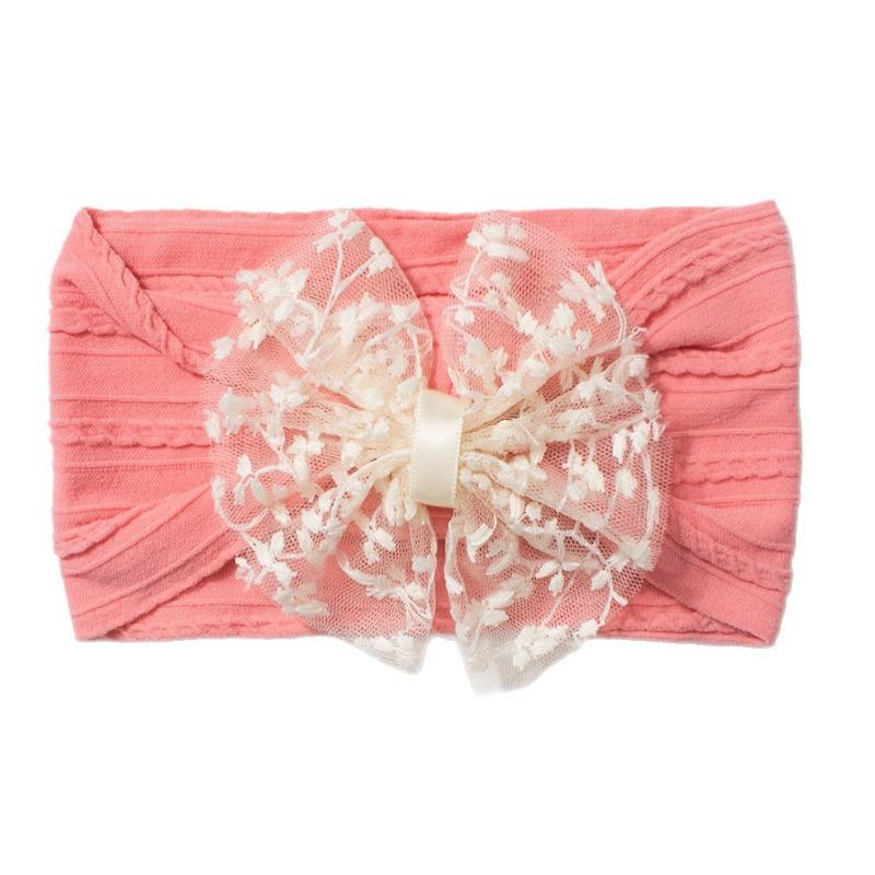 New Jacquard Baby Elastic Headband, Cute Lace Bow Children's Headscarf, Thin Baby Headband