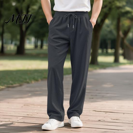 Wide Leg Mens Casual Trousers Men Corduroy Baggy Sweatpants, Drawstring Waist Straight Joggers, Pants Solid Color Athletic for Jogging Gym Workout