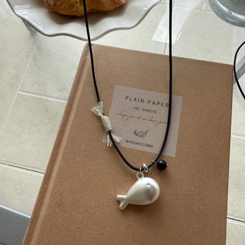 Niche Adjustable Golden Fish Necklaces PU Braided Rope Collarbone Chain Sweater Chain Women Party Gift