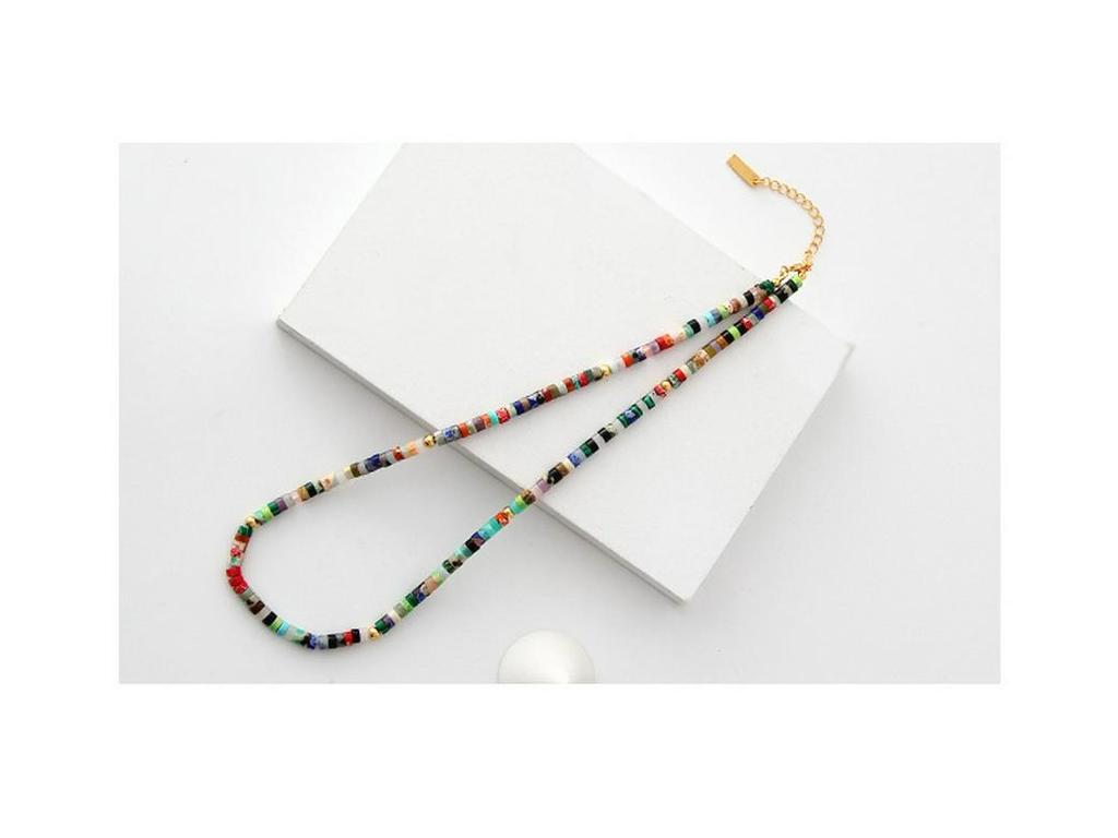 Bohemian Stone Bead Clavicle Necklace - Colorful, Simple, and Stylish Design