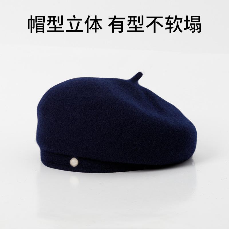 Autumn and Winter Warm Wool Beret Women's New Face Small High-end Temperament Retro Painter Hat Winter