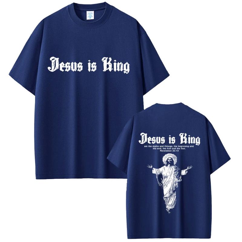 Jesus Is King Graphic T-shirt Christian Religious Short Sleeve T-shirts Summer Men Women Fashion Gothic Rock T Shirt Streetwear