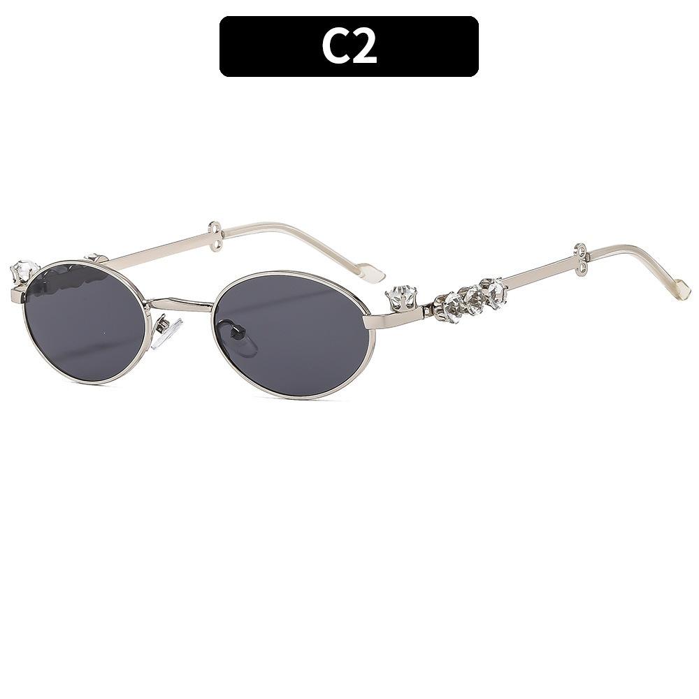 Rennes jennie retro oval frame diamond-encrusted glasses female no-makeup artifact mirror flat mirror frame tide