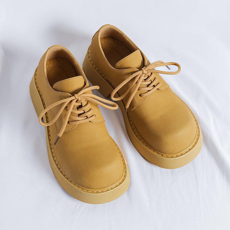 Fashion Derby Thick Soled Men's Leather Shoes Trendy and Fashionable Party Style Luxury Casual Outdoor Activity Walking Men's Shoes
