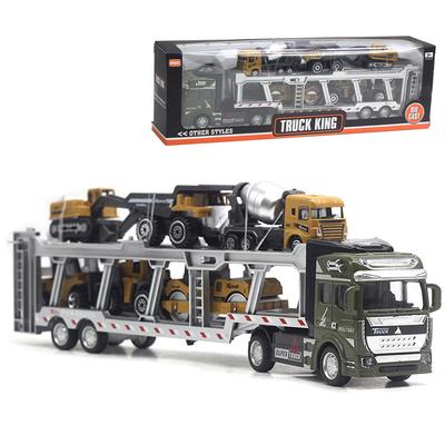 1/64 Scale 7 In 1 Construction Toys, Construction Toys Car Carrier Vehicle Toy Set for Toddlers Kids Boys & Girls (with Classic Engineering Car)