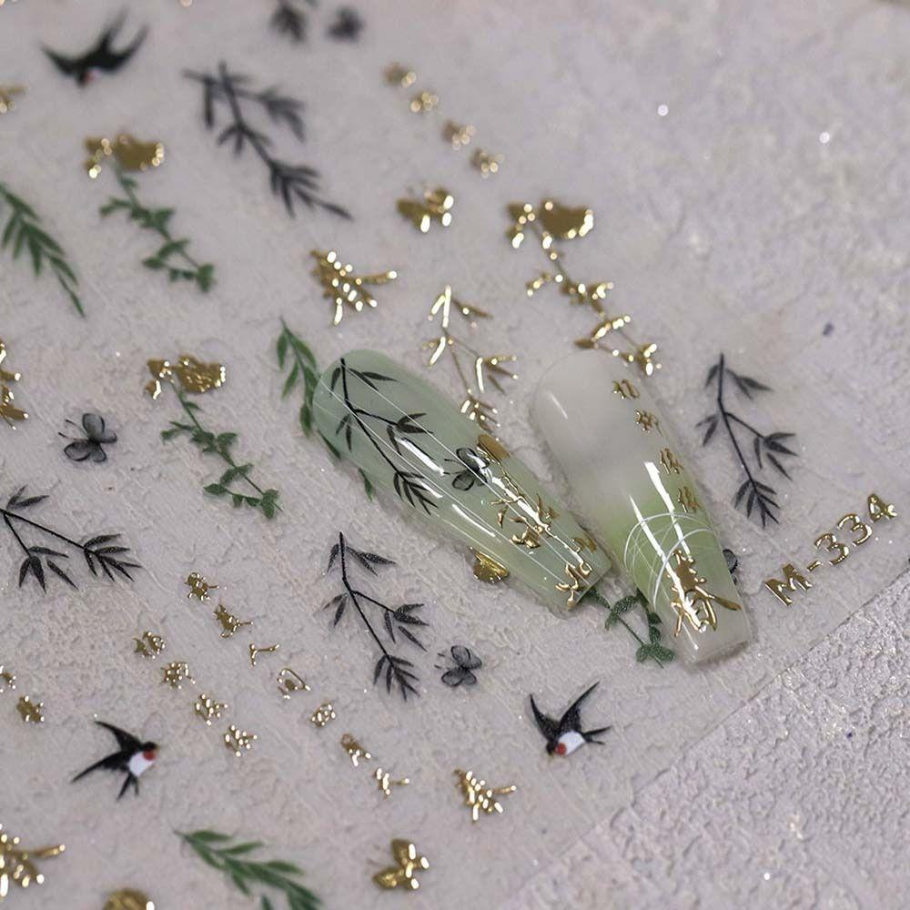 Pearl Flower Chinese Flower Nail Stickers Bamboo Leaf Chinese Nail Decorations  Lady