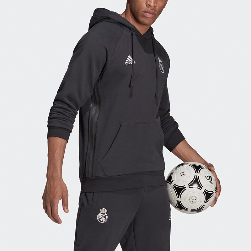 adidas Felpa con cappuccio sportiva da calcio Real Madrid Uomo Top Nera GR4276