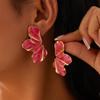 Ingemark 5 Colors Boho Oil Drip Metal Stud Earrings for Women Trendy Kpop Petal Flower Piercing Earrings Y2K Zircon Accessories