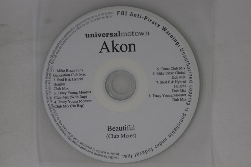 CD AKON - Beautiful Club Mixes NONEPROMO UNIVERSAL MOTOW 2009 US Dance & Electronica Used