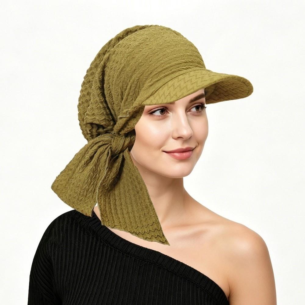 Sun Protection Turban Hat Curved Brim Sunshade Hat Casual Fabric Headscarf Outdoor