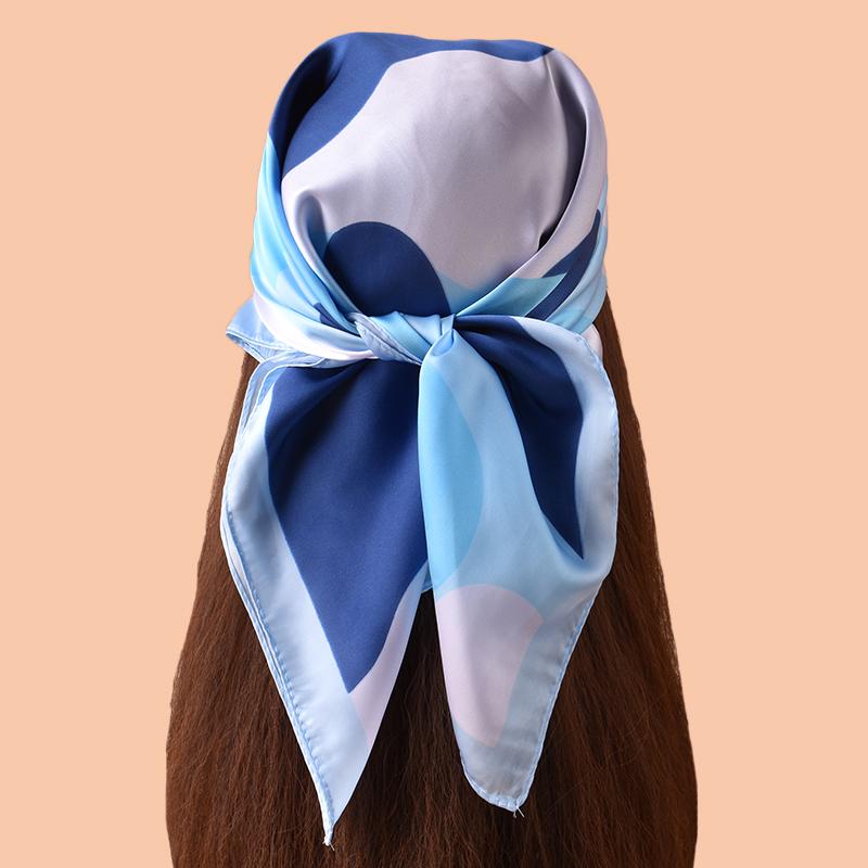 1PC Women's Colorful Patterned Thin Satin Silk-Like Square Scarf Bohemian Casual Neck Wrap Lightweight Comfortable Shawl