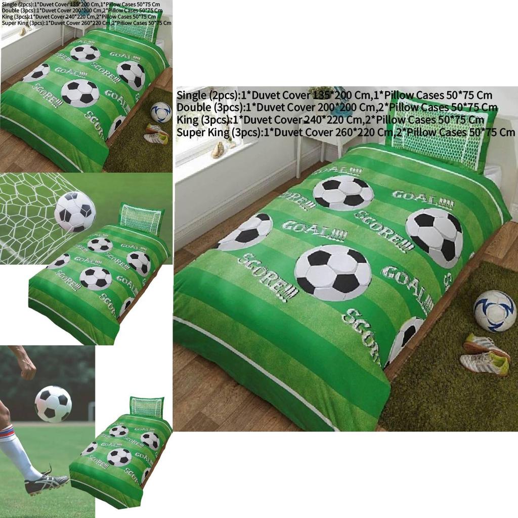 Soccer Print Duvet Cover And Pillowcase Set With Flannel Fabric For Cozy Night Sleep
