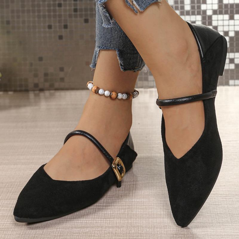 Women's Leopard Mary Jane Shoes Fall New Flat Plus Size One Line Two Wear Pumps Pointed Shoes