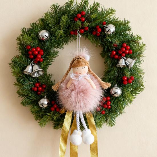 Christmas Angel Doll Pendant with Long Pigtail Design Health Happiness Blessings Decorative Hanging Ornament