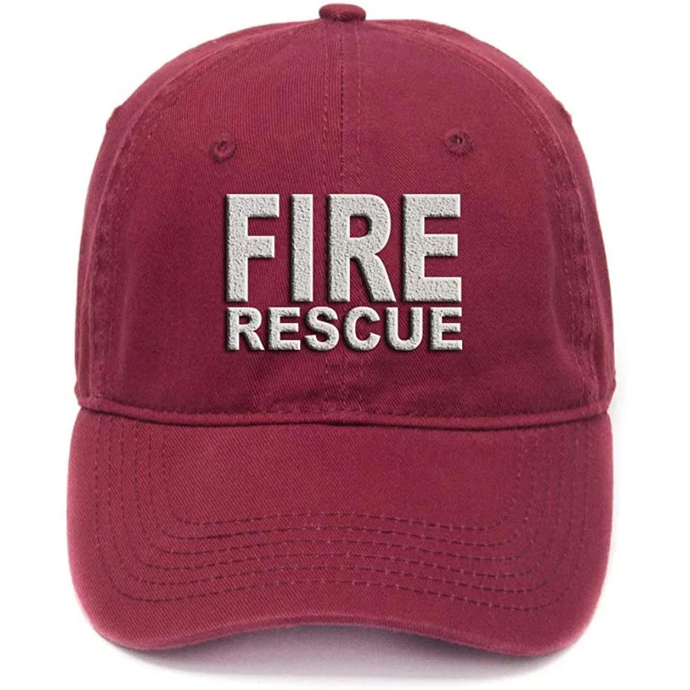 

Lyprerazy Fire Rescue Firefighter Fire Washed Cotton Adjustable Unisex Women Unisex Hip Hop Cool Flock Printing Baseball Cap