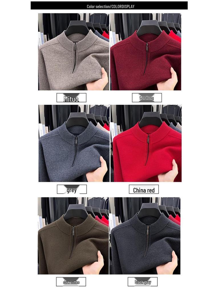 Men's Thick Wool High Collar Sweater - Warm, High Quality Autumn/Winter Knitwear 2025