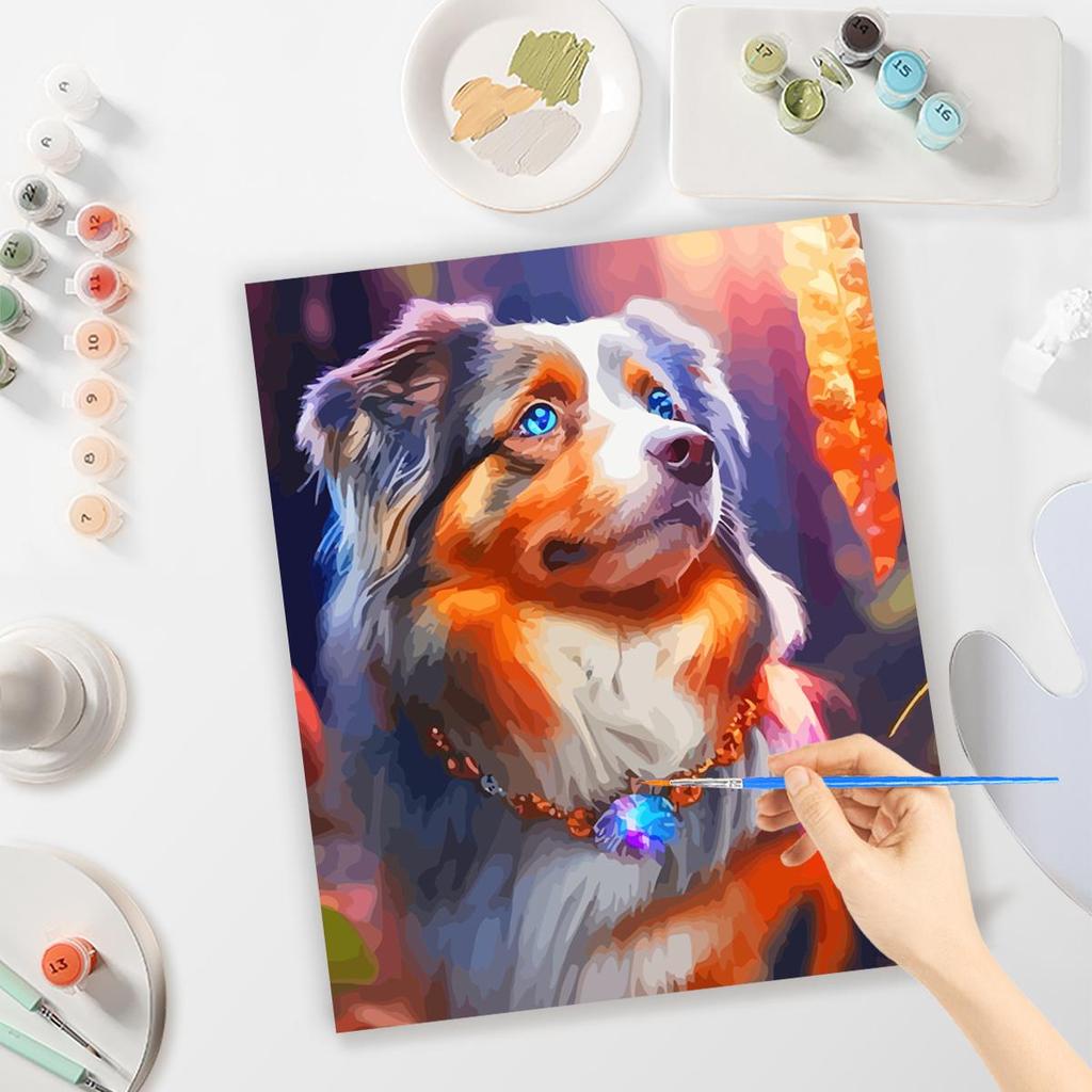 Rámová malba podle číselných sad Psí zvíře Kresba na plátně Ručně malované kutily pro dospělé domácí dekorace 40x50