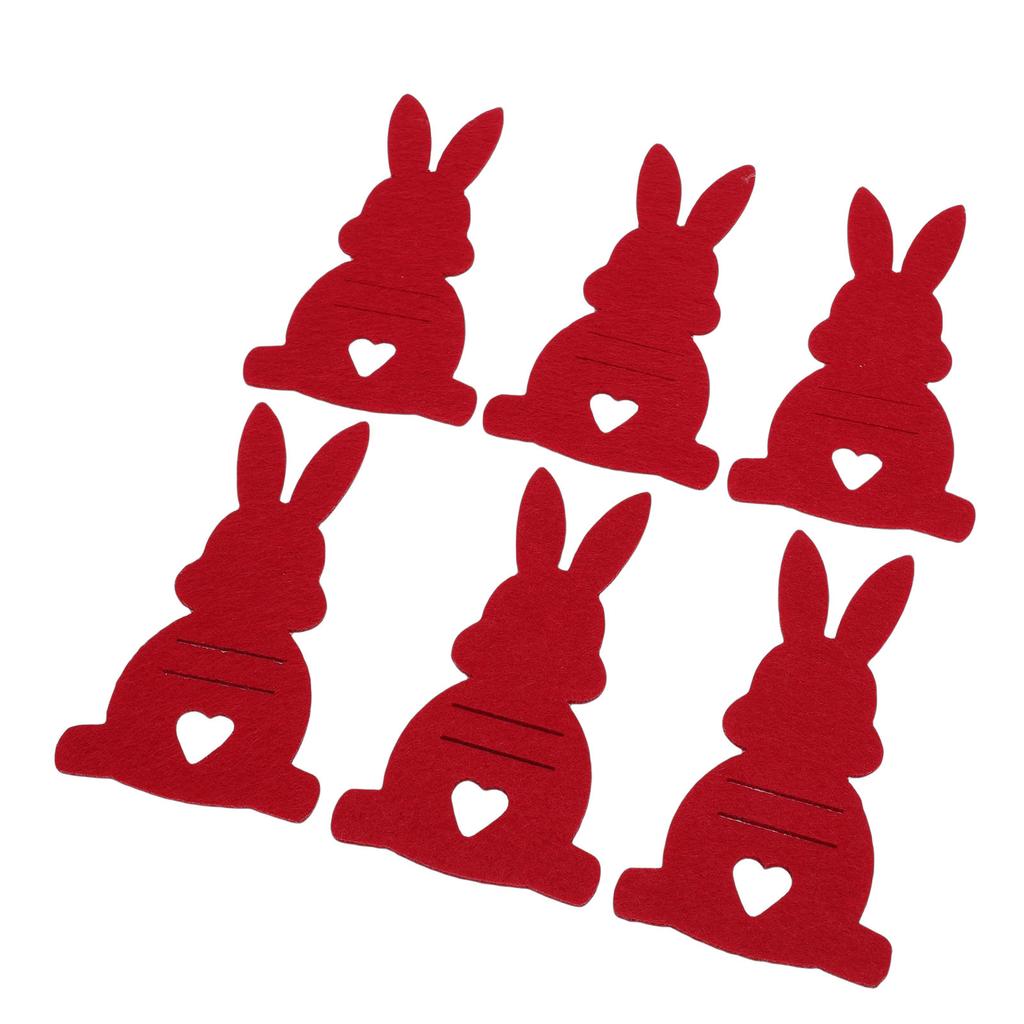 6PCS Easter Bunny Money Holders Funny Felt Cash Holder Card for Banknote Holding Party Decoration Red