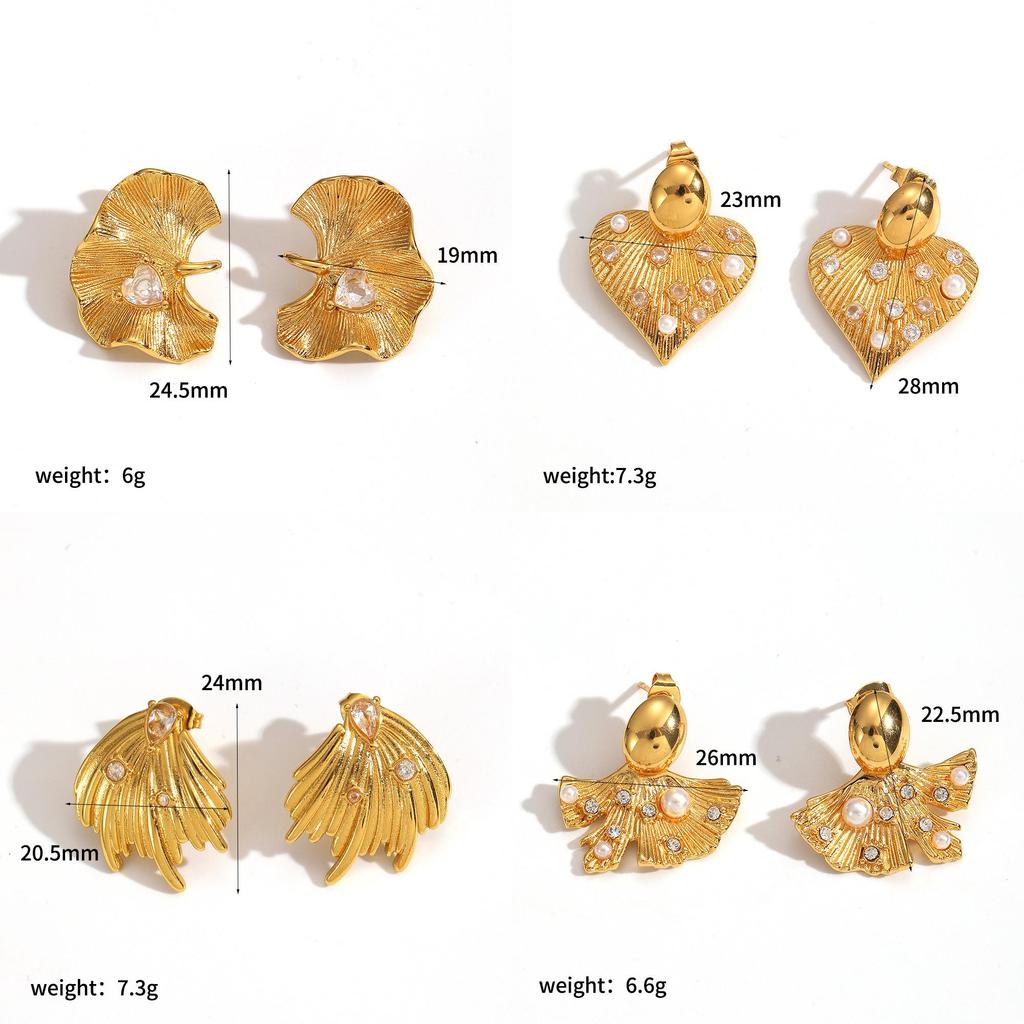 Französische Retro-Perlenohrringe mit Herzform und PVD-Gold-Finish für Damen-Stil-Accessoire