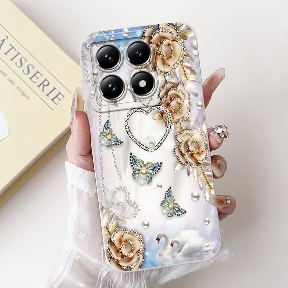 For Xiaomi 14T Pro Case Stylish Flowers Cartoon Cover Shockproof Soft TPU Phone Case For Xiaomi Mi 14T Pro Mi14T 5G Fundas Coque