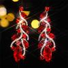 Color Shiny Glass Rhinestone Leaf Earrings Women's, Personalized Crystal Stud Earrings Earrings