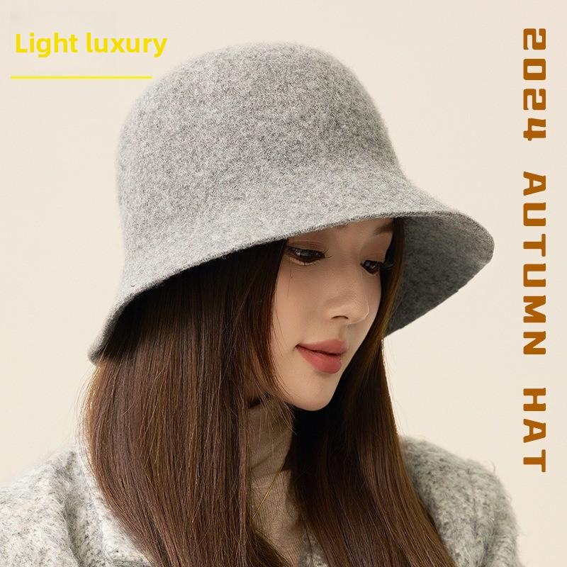 Meier Wool fisherman hat, women's foreign style counter quality face small felt basin hat