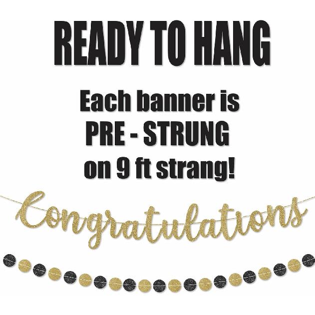 Pre-Strung Congratulations Banner for Graduation Decorations - Congratulations Decorations - Congrats Banner for Graduation, Wedding, Retirement