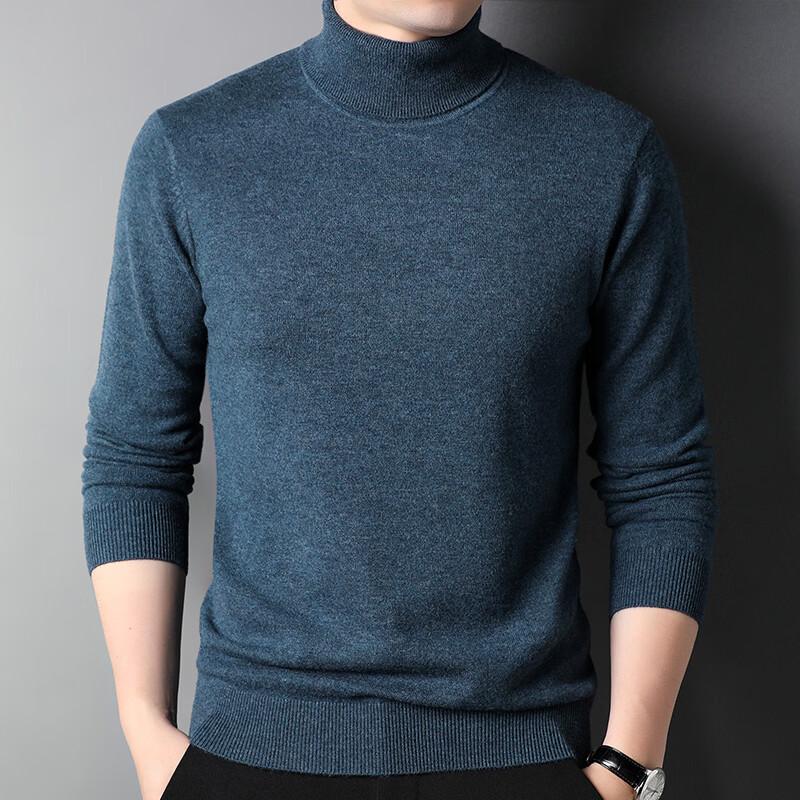 Hengyuanxiang Men s Thickened 100% Pure Wool Turtleneck Sweater XL