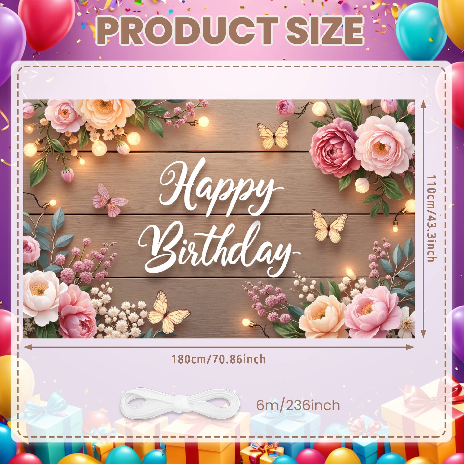 

Banner Purple Hydrangeas Pink Birthday Banner Celebration Backdrop Flower Arrangement Floral Birthday Banner For Home Party