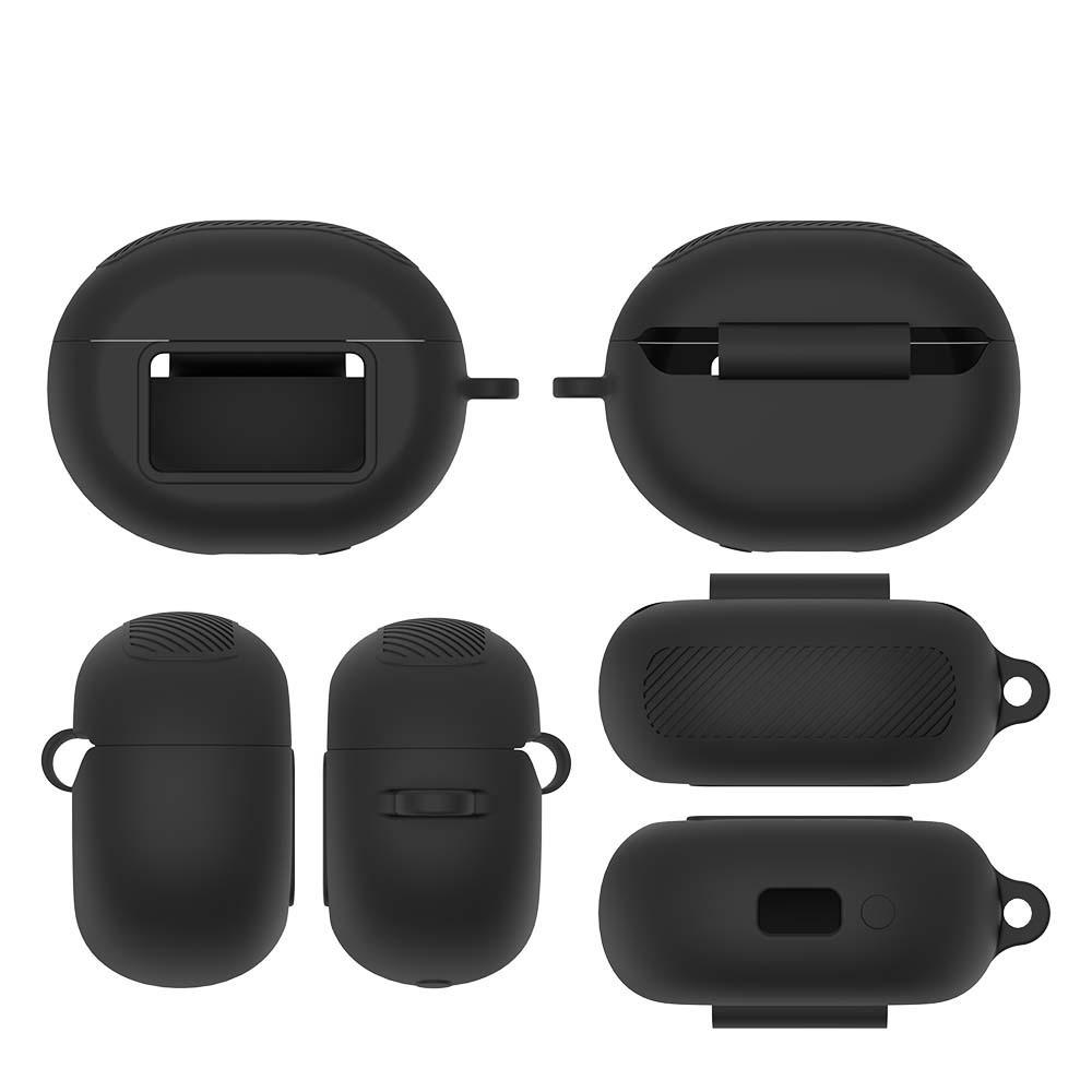 

Shockproof Earphone Case Anti Scratch Silicone Bluetooth Earbuds Case Flexible with Carabiner for TOZO NC20 Pro/NC20 чёрный