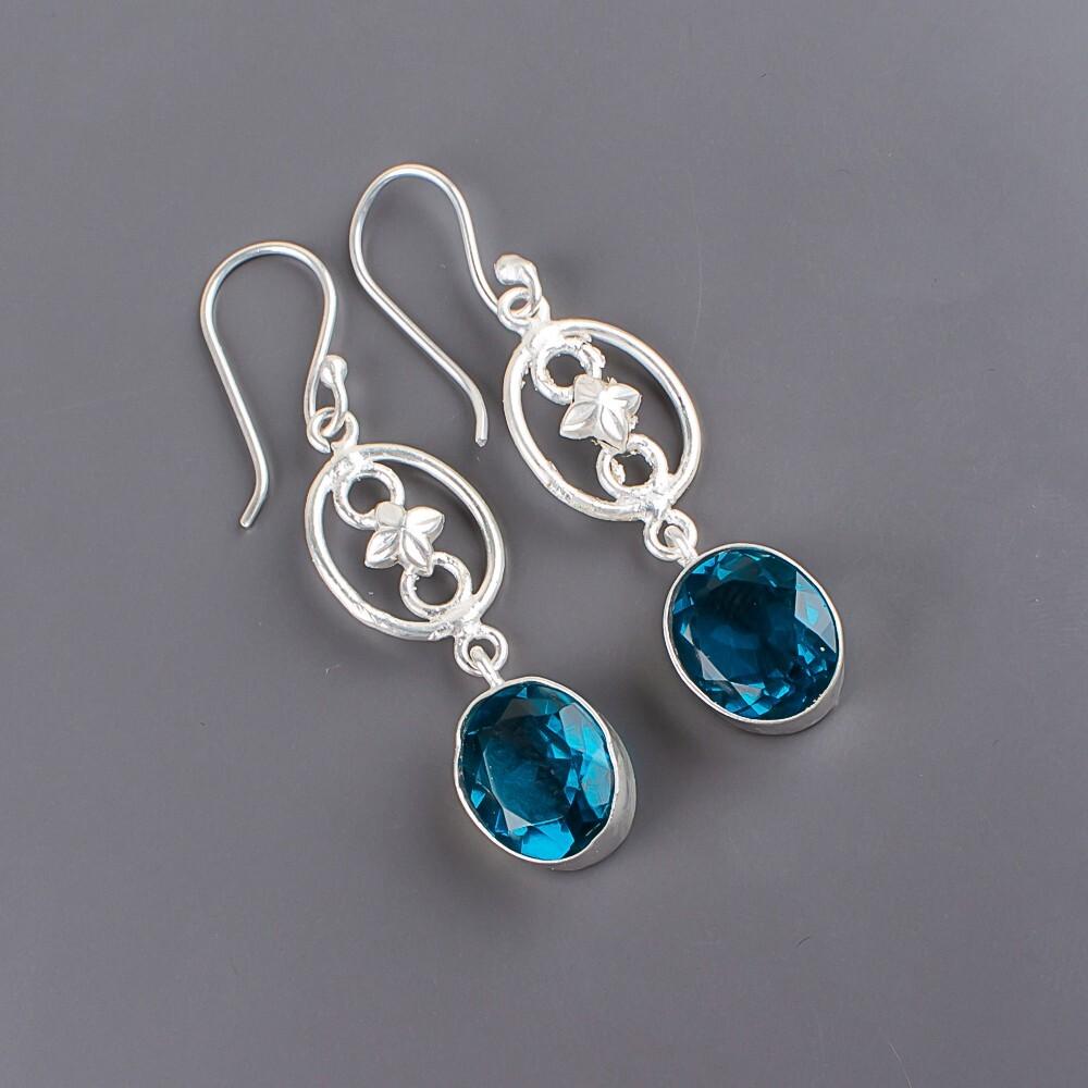 Apatite Gemstone 925 Sterling Silver Jewelry Handmade Earrings 2.00" For Gift EE-17-12