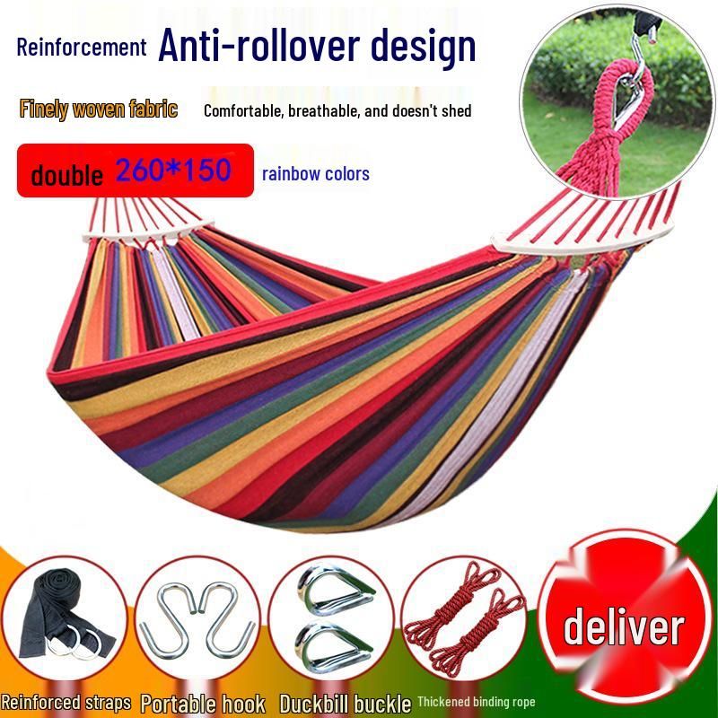 Double Outdoor/Indoor Hammock Bed: Adult Swing, Hanging Rope Chair & Rocking Net for Sleeping