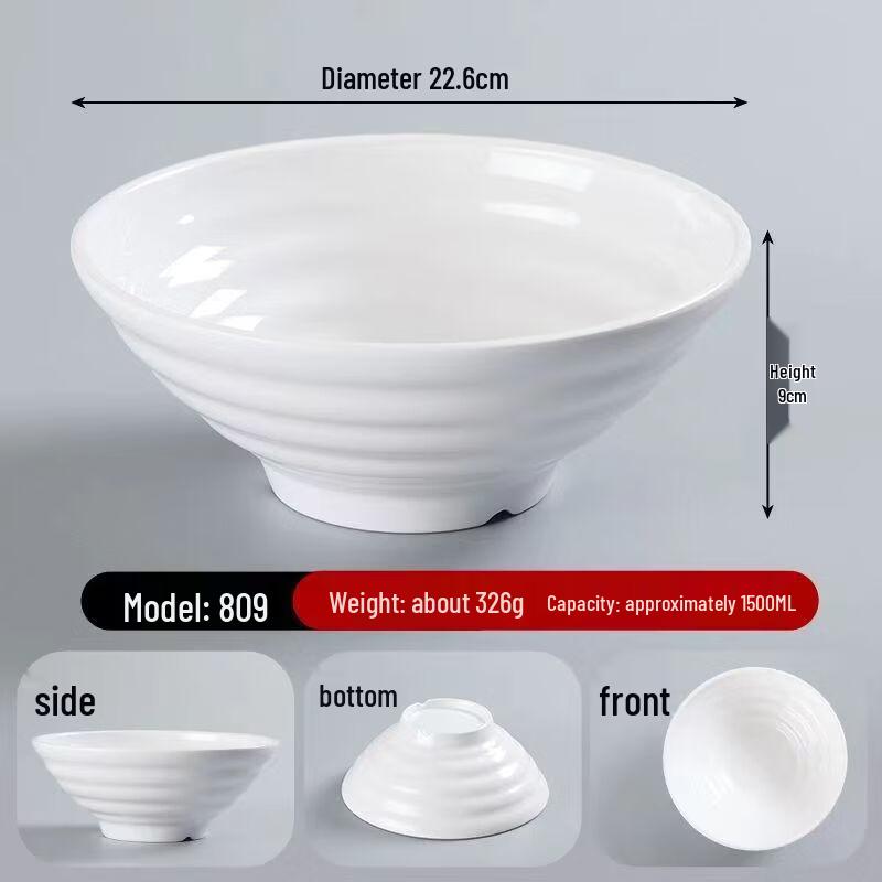 9-inch White Melamine Noodle and Soup Bowl