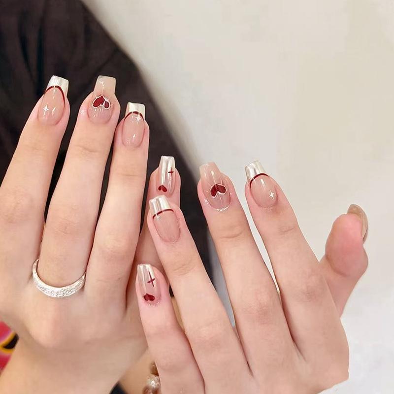 

Love French Press-On Ballerina Nails: Medium-Length Pink Nude Reusable Tips