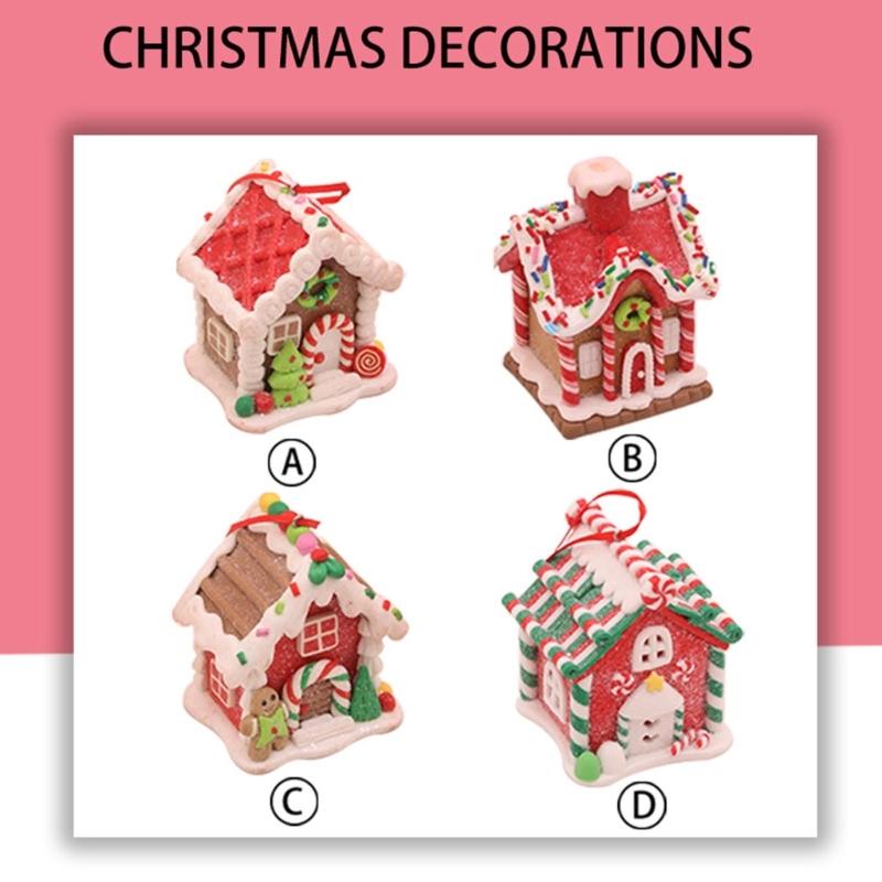 Adorable Christmas House Ornament Handmade Clay Realistic Christmas Hanging Pendants for Home Ornaments Holiday Decors