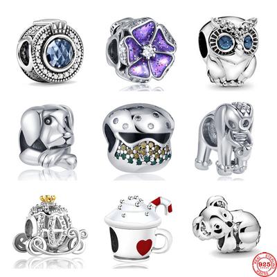 Newelephant Cupcake Ice Cream Flower Owl Diy Bead Fit Original Charms Silver 925 Bracelet Women C084