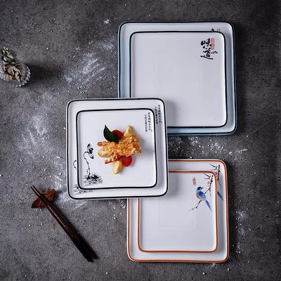 Restaurantgerichte Keramikteller Haushaltsgeschirr Westliche Gerichte Chinesische Gerichte Koreanische Quadratische Große Teller Guochao