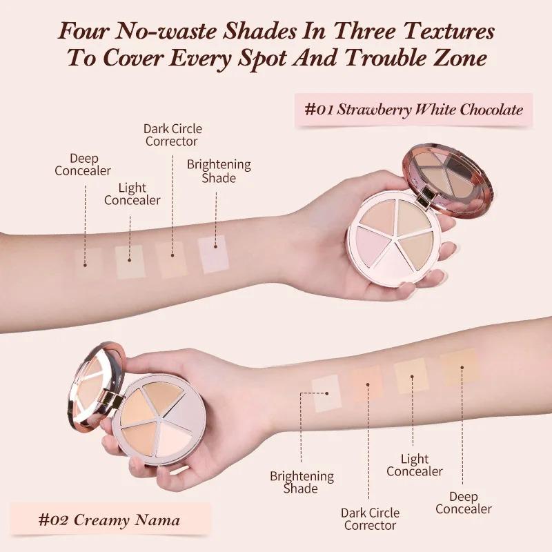 FLOWER KNOWS THE SWEETIE BEAR 4-Farben Concealer Aufhellungs-Palette Dunkle Augenringe Abdecken Volle Deckkraft Konturierung Foundation