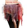 Belly Dance Hip Scarf Long Tassels Belly Dance Waist Chain with Rhinestones Decoration Belly Dance Belt Wrap Skirt
