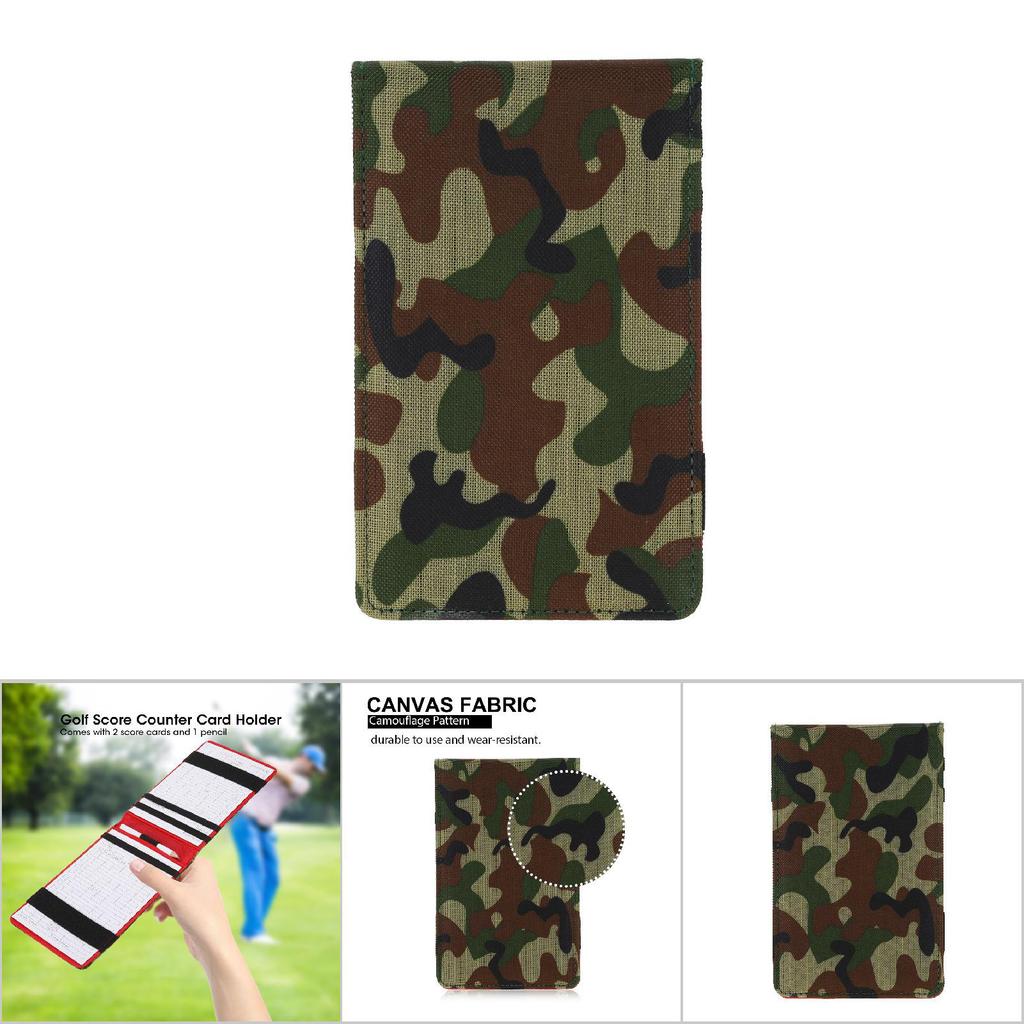Camouflage Golf Score Counter Keeper Card Holder Gift Sports Accessories with Pencil (Green)