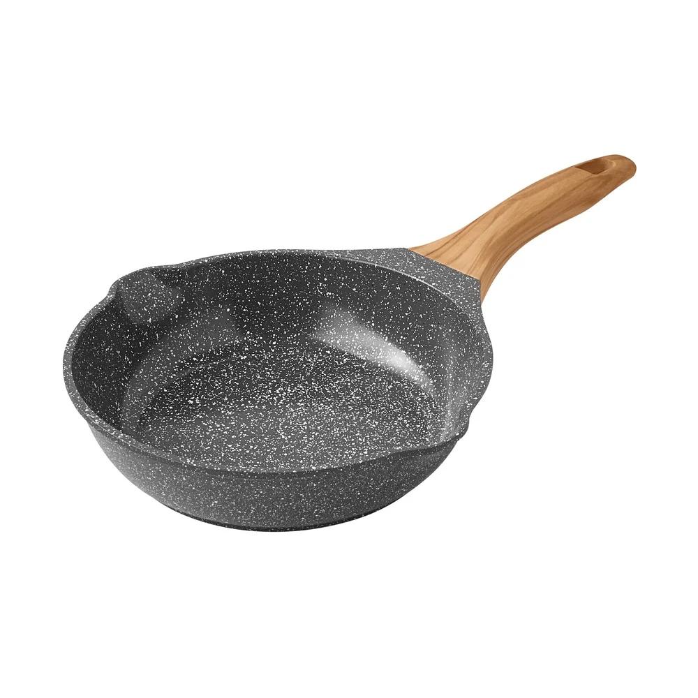 Cast Aluminum 8In Fry Pan Nonstick Durable Kitchen Cookware Easy Cleanup Oven Safe Dishwasher Safe Charcoal Speckle Finish