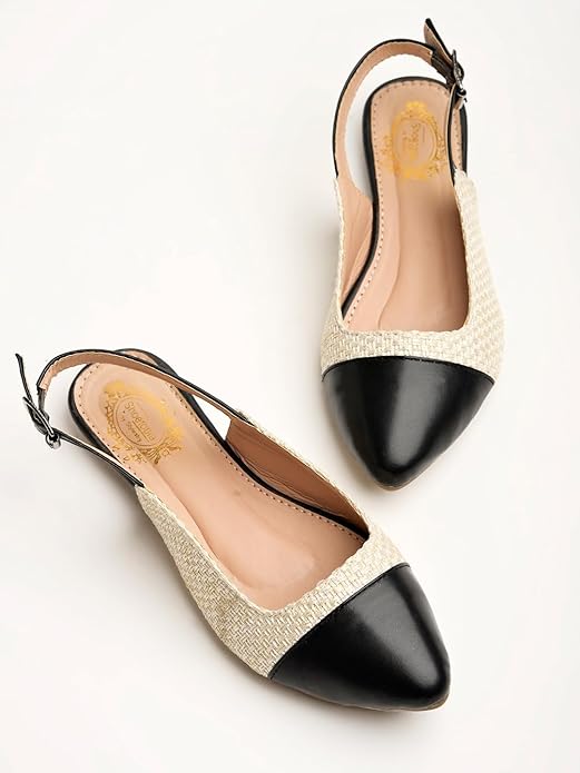 Shoetopia Womens Slingback Ballet Flats Cap Closed Toe Casual Ballerina Shoes with Adjustable Back Strap & Cushioned Insole