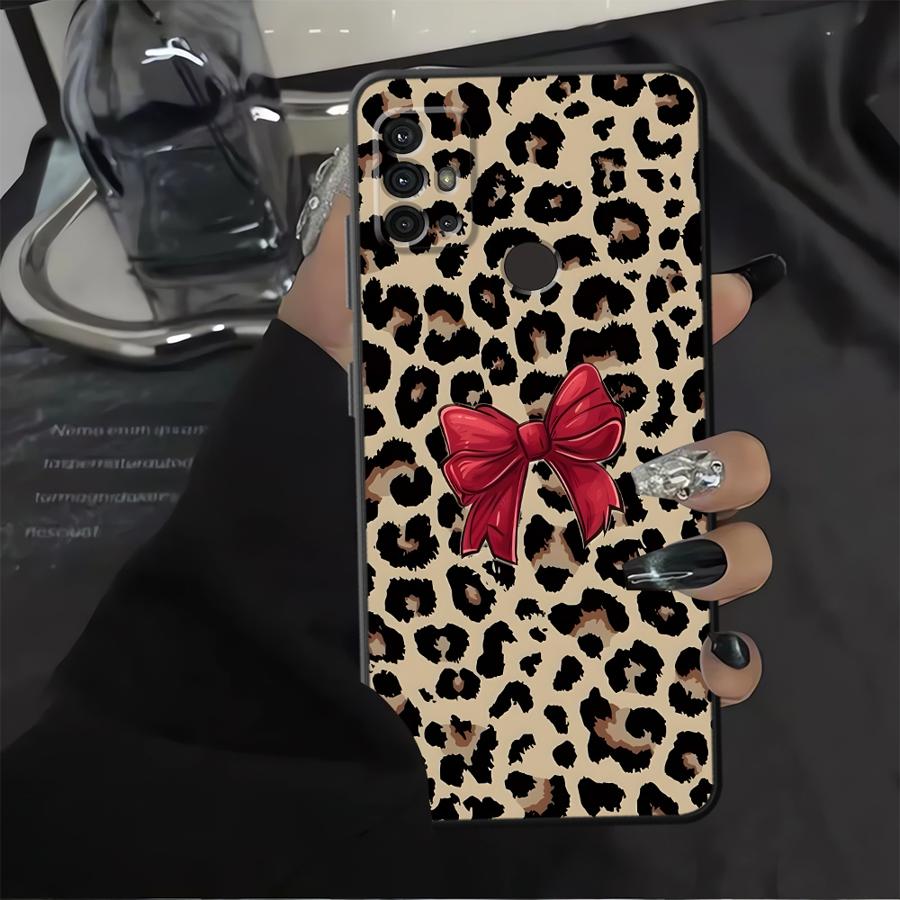 Creative Leopard Print Bow Phone Cover Case for Motorola Moto G50 G32 G52 G60s Edge 20 Pro 30 Lite G53 G30 G22 Edge40 G71 G51