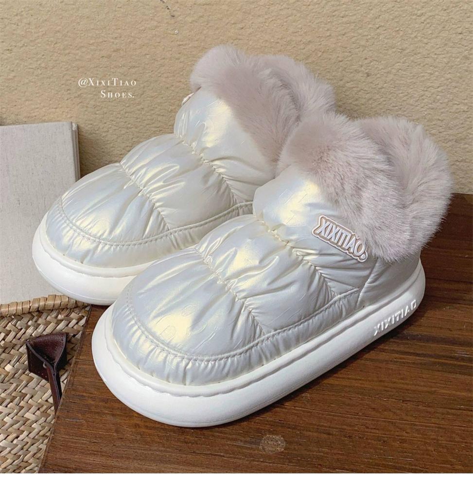 Mode Fell Winter Damen Stiefeletten Wasserdicht Klobige Plateau Sohle Warmes Plüsch Outdoor Kältefest Baumwollschuhe für Dame